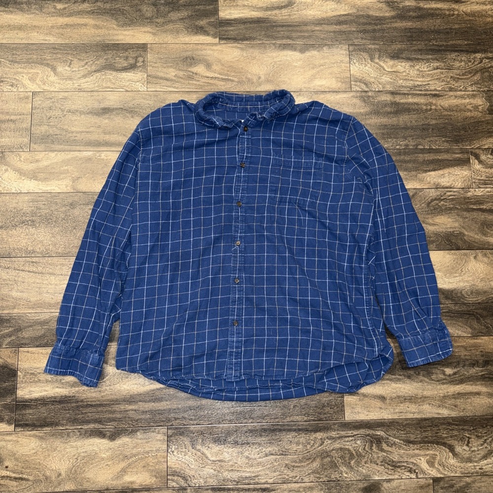 St John's Bay Long-Sleeve Button-Up Collared Shirt Men's XXL Super Soft Plaid